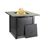 Camplux 30 Inch Propane Fire Pit Table, Outdoor Gas Fire Table with Lid & Lava Rock, Ceramic Tabletop, 50,000BTU Automatic Ignition, ETL Certification, Square Firepit 2-in-1 Functional