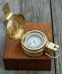 Handmade Nautical Brass Military Compass with Wooden Box Traveler Trekking,Hunting,Survival Compass Gifting Item