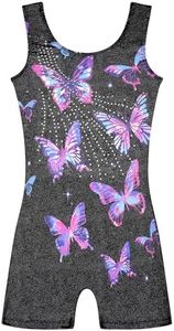 Arshiner Leotards for Girls Gymnastics with Shorts Color Gradient Shiny Diamond Kids Biketard