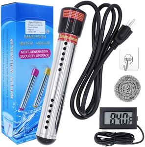 2000W Immersion Water Heater,LISTENJIALE Submersible Water Heater with Thermometer and Stainless-Steel Guard,Heat 5 Gallons of Water in Minutes Immersion Heater,Bucket Heater,Water Heater for Bathtub