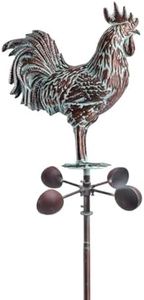 CLYB Garden Rooster Statue,79"x15.7"Antique Copper Chicken Garden Decor,Metal Kinetic Outdoor Chicken Sculpture,Wind Spinner,Weather Vane,Yard Art for Patio,Lawn,Country Cottage,Farm