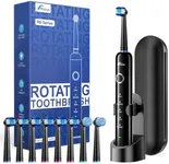 Rtauys R6 Rotating Electric Toothbrush for Adults, Fast Charge, Come with 8 Brush Heads (2 Types) and Travel Case, 5 Modes, 50000VPM Powered Toothbrush, 2 Minute Timer