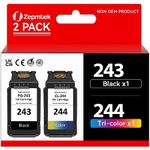 ZepmTek 243 244 Ink Cartridge, Remanufactured Ink Cartridge Replacement for Canon PG-243 CL-244 245 246 for Pixma MG3022 MG2522 TS3120 TS3100 TS3122 TR4520 TR4522 TR4527 MG2922 MG2920 Printer, 2-Pack