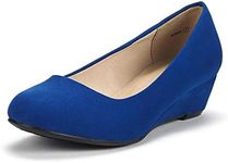 DREAM PAIRS Women's Debbie Mid Wedge Heel Pump Shoes,Size 11,Royal/Blue,Debbie