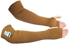 KEZZLED Kevlar Cut Heat Scratch Resistant Protective Arm Sleeves with Thumb Holes, Desert Tan, 18 inchs