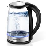 Dezin Electric Kettle Glass Water Warmer, 304 Stainless Steel Cordless Tea Kettle 1.8L with Fast Boil, Auto Shut-Off and Boil Dry Protection Tech for Coffee, Tea