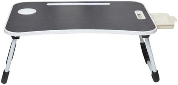 Amazon Basics Foldable Laptop Table with Cup Holder, Tablet Groove and Mini Drawer (Black)