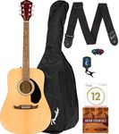 Fender FA-125 Dreadnought Acoustic Guitar - Natural Bundle with Gig Bag, Tuner, Strap, Strings, Picks, and Austin Bazaar Instructional DVD