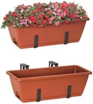 SZJUANWANG Railing Planter Box, 2 Pack Deck Hanging Planters for Railings, 16.9 Inch Balcony Planters Railing Hanging with Metal Brackets, Black and Red