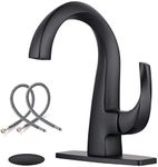 WOWOW Single Handle Bathroom Faucet, Matte Black, 1 Hole, High Arc, Pop Up Drain, Solid Brass, Easy Installation, 5 Year Warranty