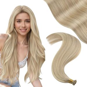 YoungSee I Tip Hair Extensions Blonde I Tips Hair Extensions Real Human Hair Ash Blonde Highlight I Tip Extensions 14 Inch Tip Hair Extensions Blonde 80s 50g Keratin Tip Extensions Straight