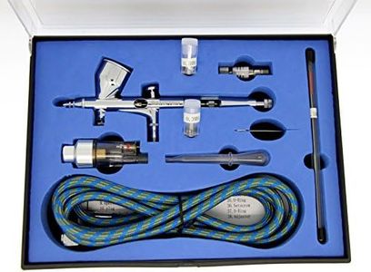 GANZTON 180K Airbrush Kit Dual Action Air Brush Kit Spray Gun Air Hose with 0.2mm/0.3mm/0.5mm Needle for Tattoo Cake Decorating Nail Beauty Painting Starter