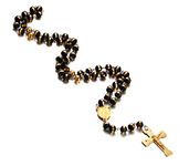 VNOX Stainless Steel Rosary Beads Long Chain Catholic Crucifix Gold Cross Necklace with Medal