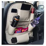 HOOPY Pu Leather Auto Car Back Seat Organizer, Multipocket Storage Tablet, Bottle And Tissue Paper Holder_Beige, Inside