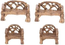 Yardenfun 4pcs Faux Table Chair Miniature Garden Furniture Mini Dollhouse Terrariums Fairy Trinkets Resin
