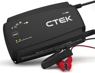 CTEK PRO15S, Fully Automatic Battery Charger and Power Supply 25A 12V, Battery Tender and Maintainer, 12V Lithium Ion Battery Charger for Cars, Truck and Workshops, with Reconditioning Mode