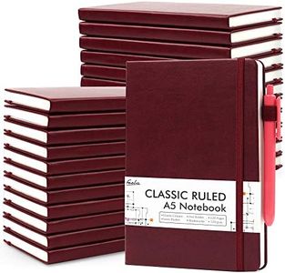 feela 24 Pack Journal Notebook for Work, Business Notebook Bulk Hardcover Lined Writing Journal with Pen Holder for Men Women Note Taking, with 24 Black Pens, 120 GSM, 5.1”x8.3”, A5, Wine