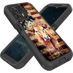 FGDRFGRW Designed for Moto G Play 2024 6.5 Inch Case,Heavy-Duty Rugged and Durable,Shockproof Hybrid Dual-Layer Armor Protective Shell,American Flag Cow