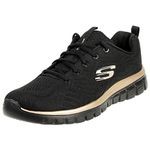 Skechers Women's Graceful Get Connected Sneaker, Black Mesh Rose Gold Trim, 5 UK