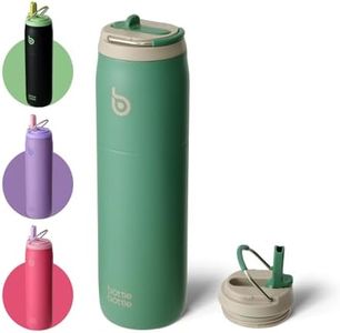 bottlebottle Bottle Bottle Insulated Water Bottle Stainless Steel 32 oz (946 ml) with Straw Handle for Sports, Travel, Gym, Double-Walled Leak-Proof, BPA-Free (Green)