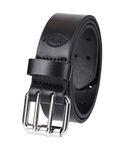 Dickies Boys' Leather Double Prong Belt, Black, Large (30-32)