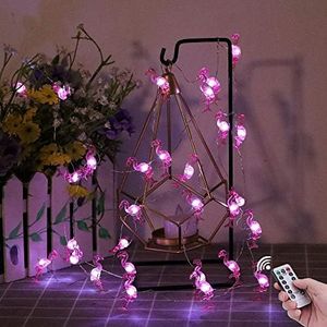 HDNICEZM Flamingo Decorative String Lights, 13.85 Ft 40 Cold White LED Weatherproof Battery Operated 8 Modes Spring Fairy Lights for Holiday Parties Bedrooms Weddings Gardens with Remote and Timer