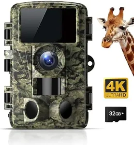 HXMBFBF Trail Camera - 4K 48MP Game Camera with Motion Activated, 0.05s Trigger Time Camera with No Glow Infrared LEDs for Wildlife Scouting Hunting Deer