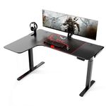 EUREKA ERGONOMIC Carbon Steel Standing Desk L Shaped, 60 Inch Gaming Desk Electric Height Adjustable Dual Motor Rising Sit Stand Up Corner Desk, Smart Memory Preset Mousepad, Large, Left, Laminated