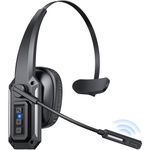 Bluetooth Headset with Microphone, 2024 Trucker Bluetooth V5.3 Headset with Noise Cancelling & Mute Button, 60Hrs Working Time, Wireless Headphones with Mic for Work/Cellphone/Laptop/Office/Zoom