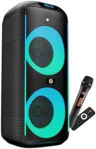 DIGIMORE 160W PartyBox Speaker w/Wireless Mic | Dual 6.5" Boombox Speakers | AI Sound Boost & Deep Base Sound | RGB Lights, 10Hrs Battery & BT 5.3/USB/TF/AUX for Parties & Gatherings (D-1362 Pro)