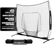 PowerNet Pro One Piece Softball Baseball Net, Portable Baseball Training Equipment, Hitting, Throwing & Pitching Net with Carrying Bag (Black, 7x7 FT)