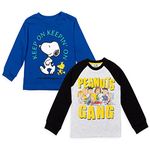 Peanuts Snoopy Charlie Brown and Friends Big Boys 2 Pack T-Shirt Blue/Grey 14-16