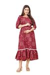 SKY FAB Maternity Feeding Kurti for Women Cotton Blend Anarkali Maxi Dress with Nursing Zip M-38 Maroon