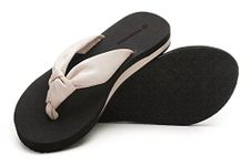 SincereWay Women's Summer Flip Flops Stretch Cloth Strap Thong Sandals Non-Slip Flip-Flops With Arch Support(Beige,43)