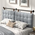 HouseMila Headboard for King Size Bed, Wall Mounted Headboard with Fine Linen Upholstery and Button Tufting, Adjustable Heigh Headboard for Bedroom (King,Grey)