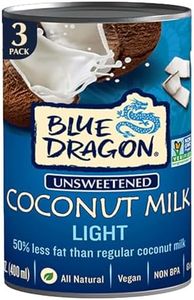 Blue Dragon Light Coconut Milk - 13.5oz (Pack of 3) - 50% Less Fat - Vegan, Gluten Free, Unsweetened - Ideal For Curries, Soups & More - Non-BPA Canned Coconut Milk