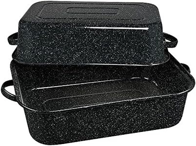 Granite Ware 21 in Oven Rectangular Roaster with lid. (Speckled Black) - Accommodates up to 25 lb poultry or roast.