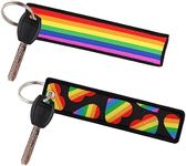 beemorita Cool Flag Motorcycle Car Keychain Key Tag for Scooter Bike Rainbow Key Chain Lanyard Ring for Women Men, 2 Pcs Pride love Jet Tag Keychain