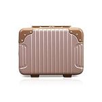 Balakaka Makeup Travel Case Portable Waterproof Cosmetic Case ABS Hard Shell Toiletry Case with Elastic Band and Zipper for Women Girl Travel Beauty Case for Lipstick Skin Care, Rose Gold