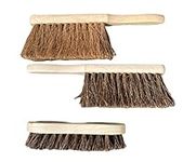 3 Pack Wooden Hand Brush |12" Soft Coco |12" Stiff Bassine |8" Scrubbing Brush Biodegradable, Heavy Duty, Home or Office Cleaning and Sweeping Handle