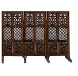 Artesia Wooden Room Partition with Stand for Living Rooms/Wood Screens Separator & Room Divider 3 Panels for Living Room/Bedroom/Office/Restaurants(Brown) (3 Panel - 48 X 54 in)