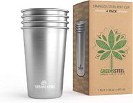 Stainless Steel Cups 16oz Pint Tumbler (4 Pack) - Premium Metal Drinking Glasses | Stackable Durable Cup (16 oz - Steel)