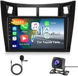 2G 64G Android Car Stereo for Toyota Yaris 2005-2012 Radio Carplay Wireless Android Auto, Hodozzy 9 inch Touch Screen GPS Navigation WiFi Bluetooth FM RDS Mirror Link Double Din Car Radio mit Camera