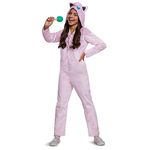 Disguise Jigglypuff Pokemon Kids Costume, Official Pokemon Hooded Jumpsuit with Microphone, Classic Size S(4-6), Multicolored