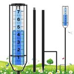 FINEST+ Upgraded Rain Gauge, 7" Freeze Proof Rain Gauge Outdoor Best Rated, Large Clear Numbers and Adjustable Height Rain Measuring Tool for Garden, Lawn and Farm