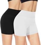 NexiEpoch 2 Pack Workout Biker Shorts Womens - 3" /5"/8" Booty Volleyball High Waisted Black Spandex Shorts for Yoga Dance