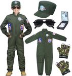 Tacobear Fighter Pilot Costume for Kids Boys Air Force Flight Suit Army Aviator Dress Up Accessory Halloween Birthday Cosplay