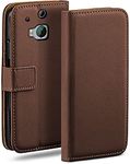 MoEx Flip Case for HTC One M8 / M8s, Mobile Phone Case with Card Slot, 360-Degree Flip Case, Book Cover, Vegan Leather, Oxide-Brown