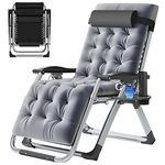ABORON Zero Gravity Chair, Folding Lounge Chair, Padded Reclining Chairs Outdoor Patio, with Cup Holder, Support 440 LBS