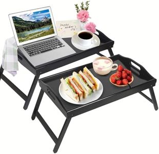 INNOVATIVE LIFE 2-Pack Bed Tray Table with Folding Legs Wooden Serving Breakfast in Bed or Platter Tray,TV Table Laptop Computer Tray Snack Tray Large Size, Black